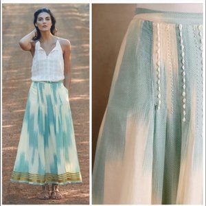 Anthro Floreat Far Seas ikat gold trim maxi skirt